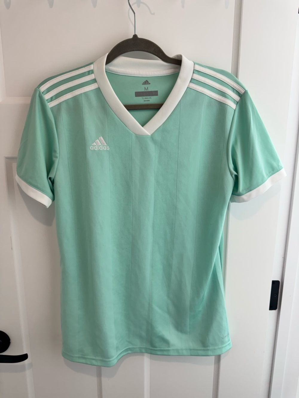 adidas Mint Green Athletic V-Neck Jersey with White Trim